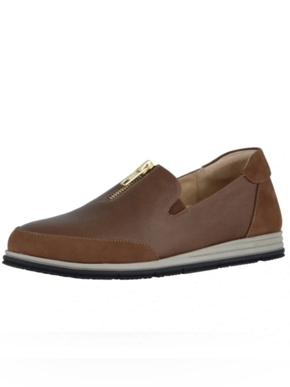 Vaneli Women’s Sport Quaver Brown Leather Slip-On Wesley Loafer Size 8N